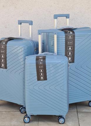 100 %  полипропилен  чемодан  nuri 301 silver blue 💙1 фото