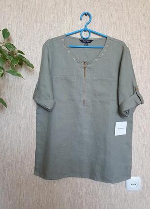 Легка, якісна, трендова блузка, сорочка, туніка від ellen tracy, оригінал, 100% льон3 фото