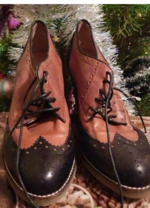 Туфли ботильоны коричневые весенние осенние кожаные на шнуровке на каблуке5 фото