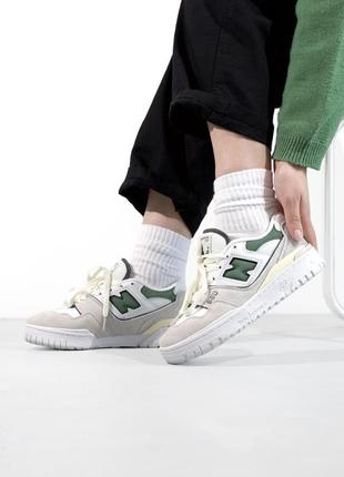 Кроссовки new balance 550 beige/white/green белые женские / мужские