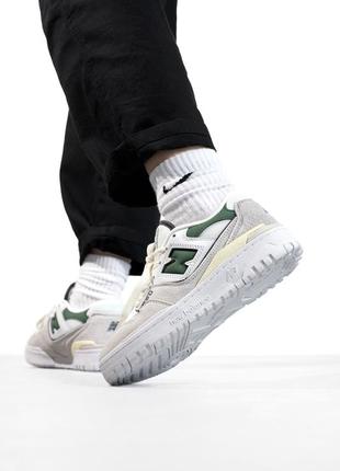 Кроссовки new balance 550 beige/white/green белые женские / мужские3 фото