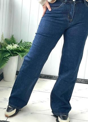 Стильные джинсы прямые широкие/полубатан7 фото
