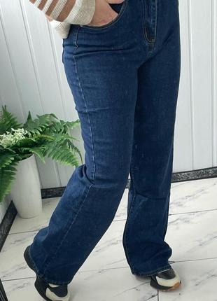 Стильные джинсы прямые широкие/полубатан8 фото