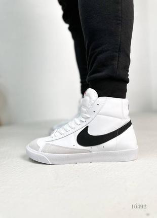 Натуральные кожаные и замшевые белые высокие кроссовки nike blazer mid 77 white унисекс6 фото