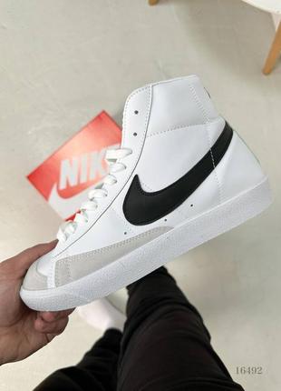 Натуральні шкіряні та замшеві білі високі кросівки nike blazer mid 77 white унісекс