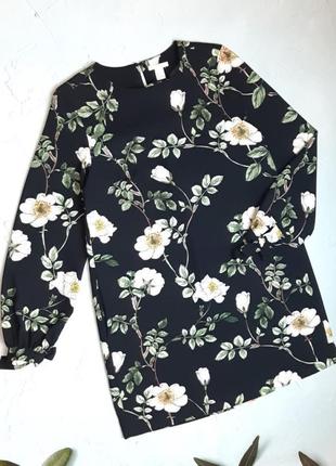 🌿1+1=3 стильное черное свободное платье в цветах h&m, размер 46 - 48