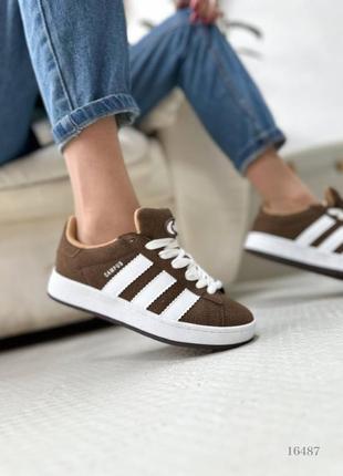 Женские кроссовки adidas campus brown, натуральная замша1 фото