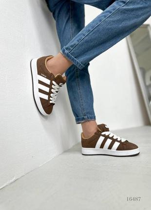 Женские кроссовки adidas campus brown, натуральная замша4 фото
