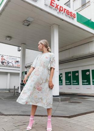 H&m + gp & j baker платье миди, цветочный принт, вискоза