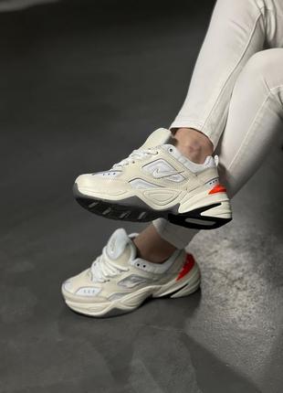 Кроссовки mercurial nike m2k tekno beige orange белые женские
