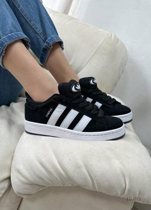 Кросівки adidas campus black&white, натуральна замша