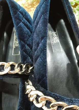 Туфли женские лодочки лоферы синии велюровые бархатные нарядные6 фото