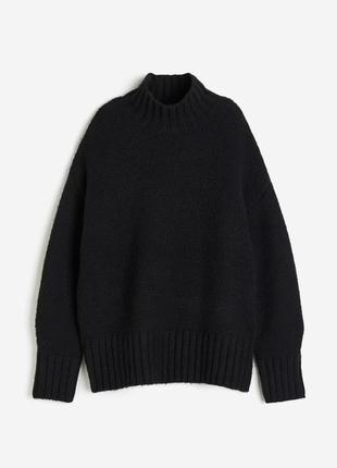 Черный свитер с горловиной h&amp;m оверсайз / чернний свитер с горловиной