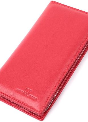 Яркий кошелек-клатч для стильных женщин из натуральной кожи st leather 22533 красный