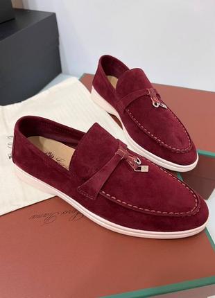Женские лоферы loro piana лоро пиано бордовый