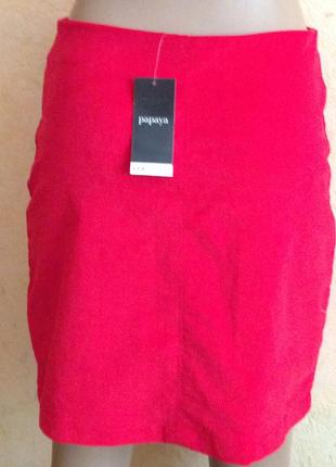 Красная вельветовая юбка на кнопках -8 размер8 фото