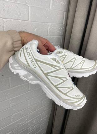 Стильные мужские кроссовки salomon xt-6 lab white beige белые