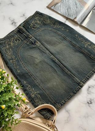 ♥️ юбка джинсовая с вышивкой negis 128 р