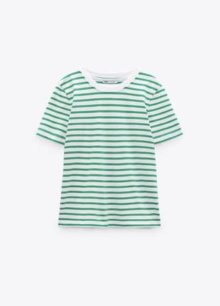 Zara полосатая хлопковая футболка, майка в полоску, топ, тельник4 фото