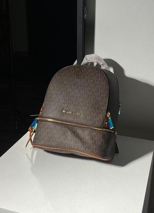 Рюкзак  michael kors large rhea logo backpack brown2 фото