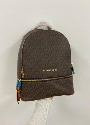 Рюкзак  michael kors large rhea logo backpack brown5 фото