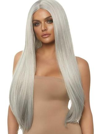 leg avenue 33″ long straight center part wig grey