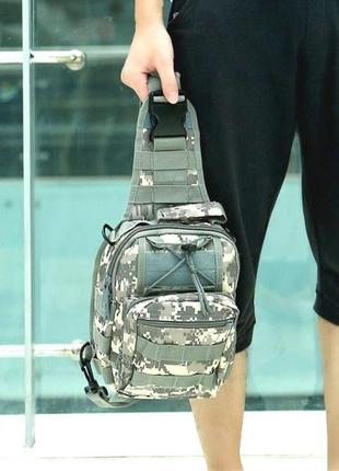 Тактическая армейская сумка борсетка на одной лямке, пиксель.6 фото