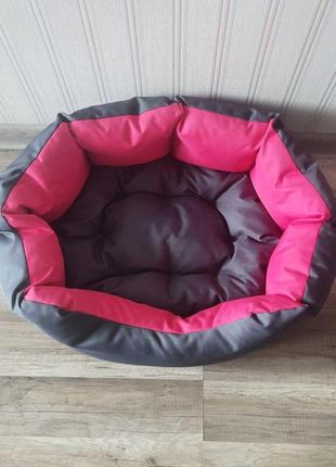 Лежак для собак 45х55см лежанка для невеликих собак сірий з рожевим5 фото