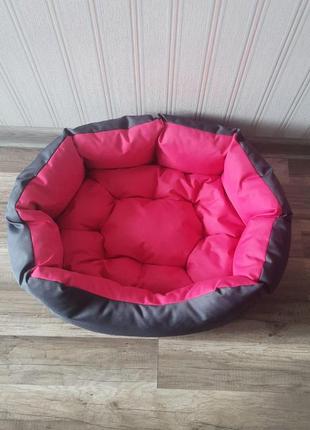 Лежак для собак 45х55см лежанка для невеликих собак сірий з рожевим4 фото