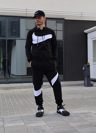 Спортивный костюм nike big swosh black (зиппер+брюки)