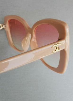 Chanel очки женские солнцезащитные розово бежевые с градиентом7 фото