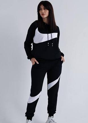 Спортивный костюм dunks nike big swosh black (зиппер+брюки)