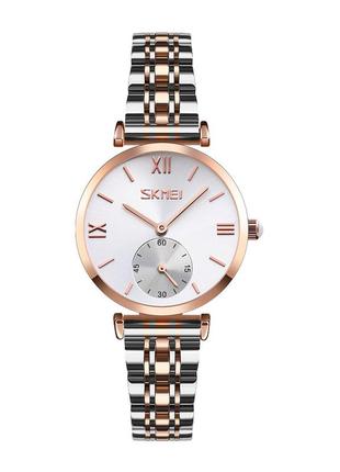 Жіночий годинник skmei 9198trgsi-s rose gold-silver lady наручний кварцевий