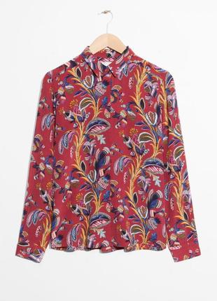 Шёлковая блуза рубашка в цветочный принт шёлк etro & other stories1 фото