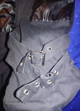 Неформальные готические эмо панк рейв брюки с карманами под кожу и ремешками2 фото