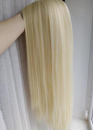 Парик блондинки на сетке длинный ровный5 фото