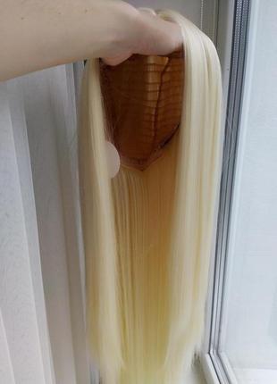Парик блондинки на сетке длинный ровный8 фото