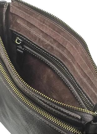 Чоловіча шкіряна сумка через плече з натуральної шкіри планшет месенджер із клапаном коричнева флотар7 фото