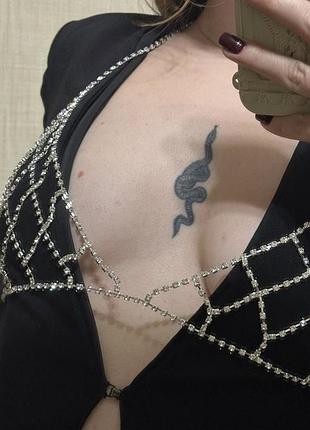 Бра со стразами (цепочка цепочка на грудь со стразами)