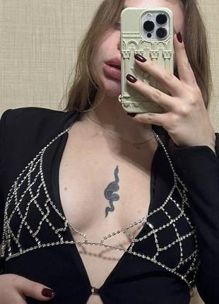 Бра со стразами (цепочка цепочка на грудь со стразами)