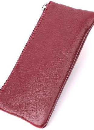 Кожаная ключница на молнии st leather 22558 бордовый2 фото