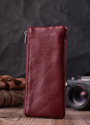 Кожаная ключница на молнии st leather 22558 бордовый7 фото