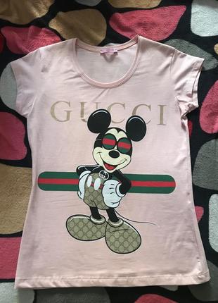 Gucci mickey mouse футболка рожева