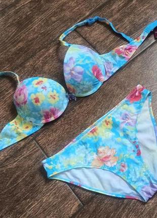 Яркий молодёжный цветной комплект бюстгальтер пуш-ап и трусики слипы, тм anabel arto 8120