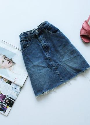 Классная джинсовая юбка трапеция м 102 фото