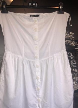 Лёгкий белый сарафан платье