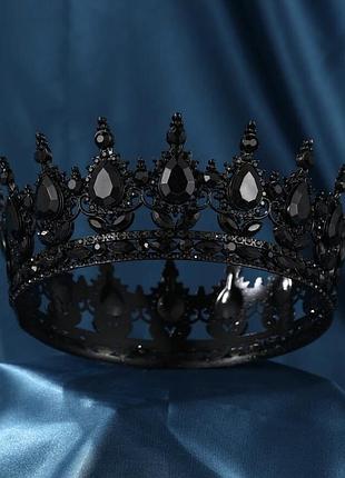 Корона на голову кругла чорна черная чорного кольору на торт для торта