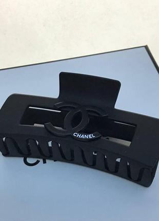 Заколка краб великий чорний для волосся з логотипом  chanel