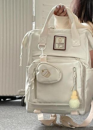 Школьный женский рюкзак с пеналом и брелком мишка3 фото