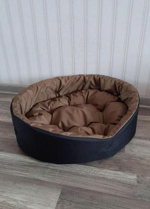 Лежак для собак і кішок 40х50см лежанка для невеликих собак колір чорний з койот5 фото